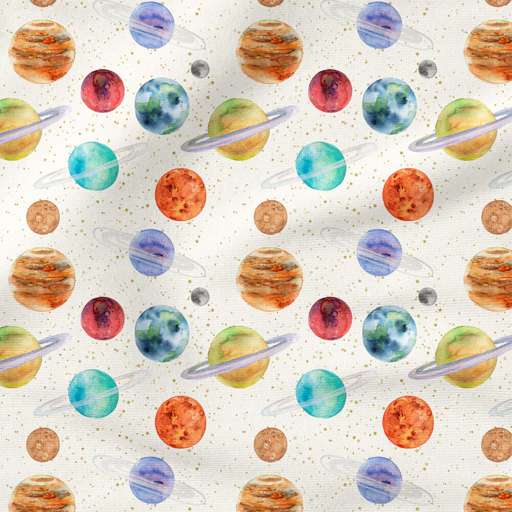 Solar System (Bianca Cream) | Nature, Children Fabric Design | Hip Kid Designs